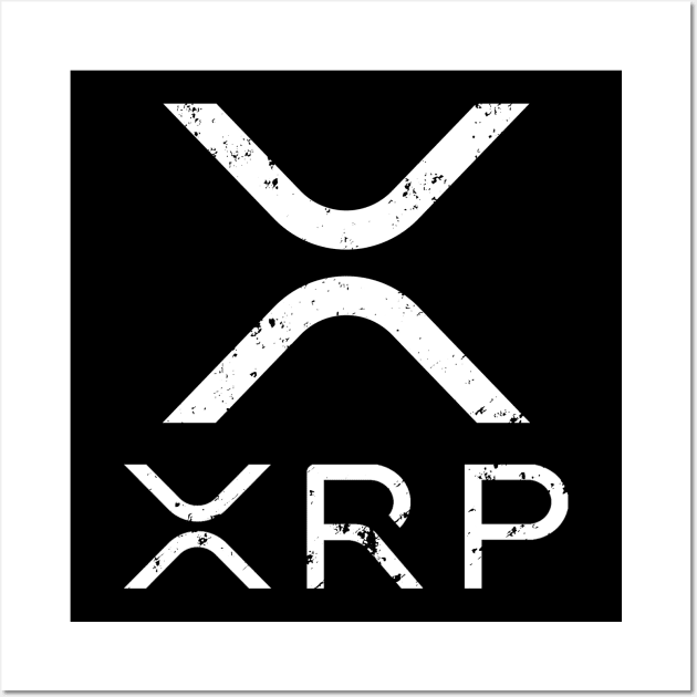 XRP Crypto Cryptocurrency Distressed T-Shirt Wall Art by BitcoinSweatshirts